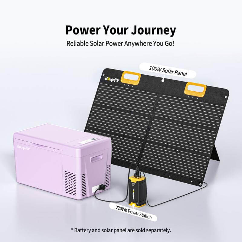 BougeRV 12V 23 Quart Purple Portable Fridge with Solar Power