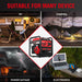 A PowerSmart portable generator is pictured in the center, surrounded by an RV, camping site, house during a storm, and electronics. Text reads "Suitable for Many Device." Ideal as a quiet PowerSmart generator for versatile use.
