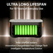 A rectangular Jackery Battery Pack with green cells is set against a dark background, featuring the text: "10 Years of Ultra Long Lifespan" and promoting its "Safe LiFePO4 battery," "ChargeShield Fast Charge Tech," and "Intelligent Temperature Control.