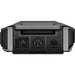A detailed view of the EcoFlow DELTA Pro highlights its diverse input and output ports, featuring a round DC input, Ultra Inverter switch, USB ports, and AC outlet. It's encased in a robust dark housing that emphasizes energy efficiency.