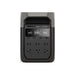 The EcoFlow portable power station features a digital display, control buttons, and six types of front outlets—perfect for backup power during outages. Its black, rectangular design has rounded top edges for a sleek look.