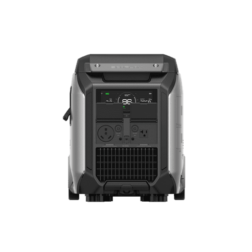 EcoFlow Dual Fuel Smart Generator 4000 front view showcasing control panel and outlets for reliable power solutions