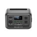 A rectangular Bluetti portable power station featuring a digital display, control buttons, two AC outlets, multiple USB and DC outputs, and clearly labeled input/output ports on the front panel.