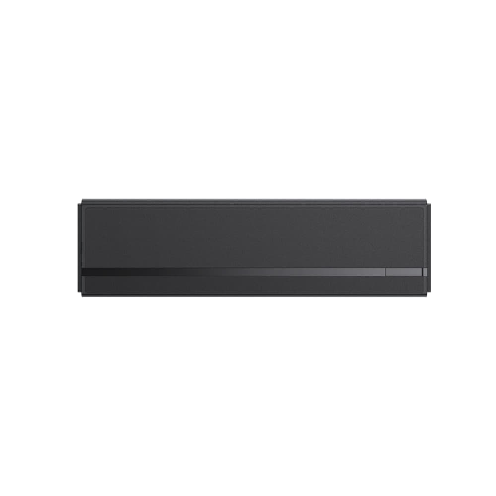 A black rectangular, wall-mounted EcoFlow air conditioner unit, shown from the front against a white background—ideal to pair with the EcoFlow Glacier Plug-In Battery for dependable outdoor adventure power.