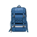 A blue Bluetti backpack featuring multiple compartments, black buckles, mesh side pockets, and the brand name “BLUETTI” printed in white on the top front section, set against a plain white background.