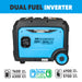 The Pulsar PG7600BiSRCO inverter generator delivers reliable backup power with dual fuel capability, offering 7600 peak/6300 rated watts on gasoline and 6900 peak/5700 rated watts on LPG.