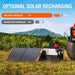 A Jackery portable power station and solar panel sit on the grass against mountainous scenery. Text highlights a charging efficiency of 80% vs. 50% in 7.5 hours with an MPPT controller, emphasizing large battery capacity and versatile charging methods for optimal energy utilization.
