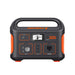 The Jackery Explorer 300 is a stylish black and orange portable power station boasting high capacity, a digital display, diverse input/output ports, and versatile charging options for enhanced convenience.
