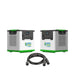 Two Nature's Generator Lithium 3600 portable power stations with digital displays are side by side. A black power cable is placed in front of the LiFePO4 battery-powered units, all set against a white background.