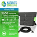 A Nature's Generator Lithium 1800 portable power station is shown, featuring a LiFePO4 battery, solar panel, 3600 peak watts, 1800 running watts, 1440Wh capacity, multiple charging options, and easily replaceable batteries.