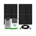 A portable Nature’s Generator Lithium 3600 Pod solar generator, branded with the Nature’s Generator logo, two large black solar panels, and a coiled power cable with connectors, all featuring advanced LiFePO4 battery technology on a white background.