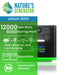 A Nature's Generator Lithium 6000 unit is shown, featuring 12,000 peak watts, 6,000 running watts, LiFePO4 battery, solar/wind/AC/car charging—ideal as a whole home backup with expandable and replaceable batteries.