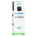 A tall, white Nature's Generator power unit with control panel, multiple ports, digital display, LiFePO4 battery, vents, and green-blue logos—ideal for whole home backup.