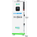 Tall white electrical unit from Nature's Generator, labeled "MyGrid," with a LiFePO4 battery, control panel, display screen, multiple outlets and switches. Measures 469mm W x 980mm H x 216mm D—ideal for expandable energy system needs.
