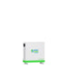 A rectangular white and green Nature's Generator device with "Eco-Intelligent Li" on the lower right stands on four metal feet, offering an advanced 10kWh LiFePO4 solar battery—ideal for home backup or solar energy storage.