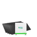 A white and green Nature's Generator power unit with a 10kWh LiFePO4 solar battery stands before four flat black solar panels, creating an ideal setup for home backup and efficient solar energy storage.