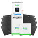 The Nature's Generator backup power system, branded in white and green, includes a central unit, two LiFePO4 battery modules, and several black solar panels for efficient whole home backup.