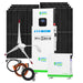 Nature's Generator renewable energy system includes a solar and wind generator, cables, large MyGrid control unit, and extra white LiFePO4 battery—ideal for whole-home backup power.