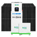 A large white 10kW Nature's Generator MyGrid stands before several black solar panels, with two smaller white Eco-Intelligent Li units featuring LiFePO4 Battery technology placed beside it.