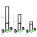 Three green and black Nature's Generator hand trucks are side by side with handle heights of 50, 36, and 24 inches—each features two large wheels and a 13-inch-wide base, ideal for heavy-duty transport or as stackable power station carts.