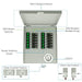 The Nature's Generator breaker panel features 50 amp 240V rocker switches, a 12-circuit transfer switch, slow-closing enclosure, conduit and inlet positions, and a CS6375 power inlet.