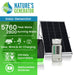 Nature's Generator solar generator system features panels and power unit, delivering 5760 peak watts and 2800 running watts. Enjoy solar/wind/AC charging, infinite expandability, replaceable batteries—perfect for off-grid power.
