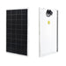 Two views of the Nature's Generator rectangular solar panel: the front displays dark grid-patterned cells; the back reveals wiring and connectors—perfect for off-grid use or pairing with a home battery backup for dependable solar power.