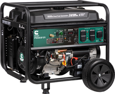 Cummins Onan P9500df EFI dual-fuel portable generator front view
