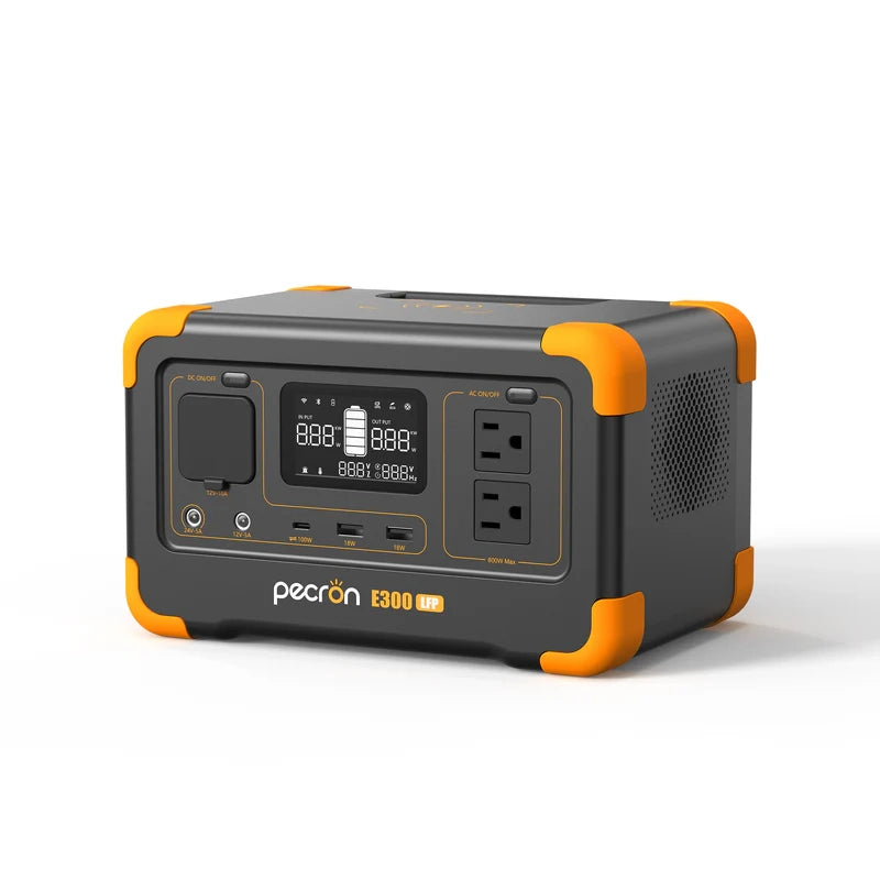 The Pecron portable power station, featuring a stylish dark gray and orange appearance, comes equipped with a 600W AC pure sine wave inverter for efficient energy transfer. Its digital display and various ports support rapid charging to meet all your power requirements.