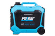 The Pulsar PG5000BiSRCO is a blue and black dual fuel inverter generator with handle and wheels, offering 4000 running watts and 4500 peak watts—perfect for reliable backup power on the go.