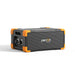 The Pecron EP3000-48V is a portable power station featuring a stylish rectangular design, with a black body accented by vibrant orange corners. The "Pecron" brand name is prominently shown on the side. This model offers visible ports, sturdy handles for convenient transport, and contains a dependable LiFePO4 battery for top-notch performance.