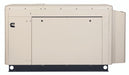 A beige, rectangular Cummins RS80 Quiet Connect 80kW standby generator with the Cummins logo on the left, black base, and large access panel is pictured against a plain white background.