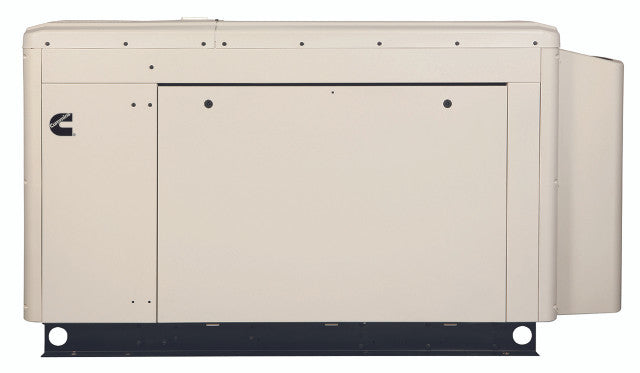 A beige, rectangular Cummins RS80 Quiet Connect 80kW standby generator with the Cummins logo on the left, black base, and large access panel is pictured against a plain white background.