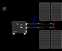 A diagram features a Renogy power generator connected to four solar panels as part of a smart solar package. Two cables run from the generator to the panels, with one cable dedicated to each pair. On the left side is a small device, separate from this solar setup, integrated with the Renogy 1.2kW Advanced Kit.