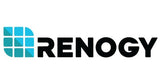 The image shows the Renogy logo, consisting of a stylized blue grid pattern resembling solar panels on the left, followed by the word "Renogy" in bold black letters.