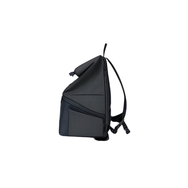 Dark gray backpack on a black background