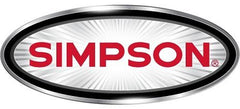 Logo featuring the word "SIMPSON" in bold red letters centered within a black oval frame with a silver-gray background displaying radial light effects.