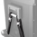 Close-up of a sturdy ICECO Wholesale gray carrying case handle featuring two black straps and metal buckles, reminiscent of a portable fridge freezer. The sleek design is highlighted against a neutral background.