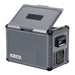 The ICECO Wholesale portable refrigerator, available in grey, is designed with rugged construction, reinforced corners, and a flexible lid ideal for outdoor or travel adventures. It comes equipped with a side black handle, a digital control panel, and is powered by an efficient Secop compressor to ensure your items stay cool.