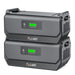 Two gray rectangular ALLWEI US LiFePO4 battery packs are stacked. Each portable power station has an on/off button, LED full-charge display, sturdy side handles, and the ALLWEI US logo on the front.