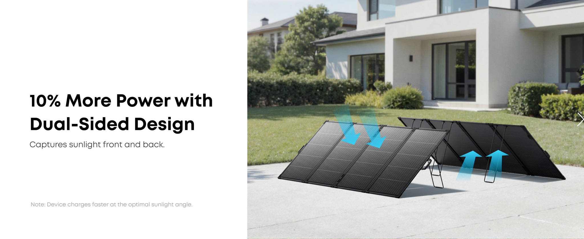 Anker SOLIX PS400 Bifacial Solar Panel dual-sided design capturing sunlight front and back