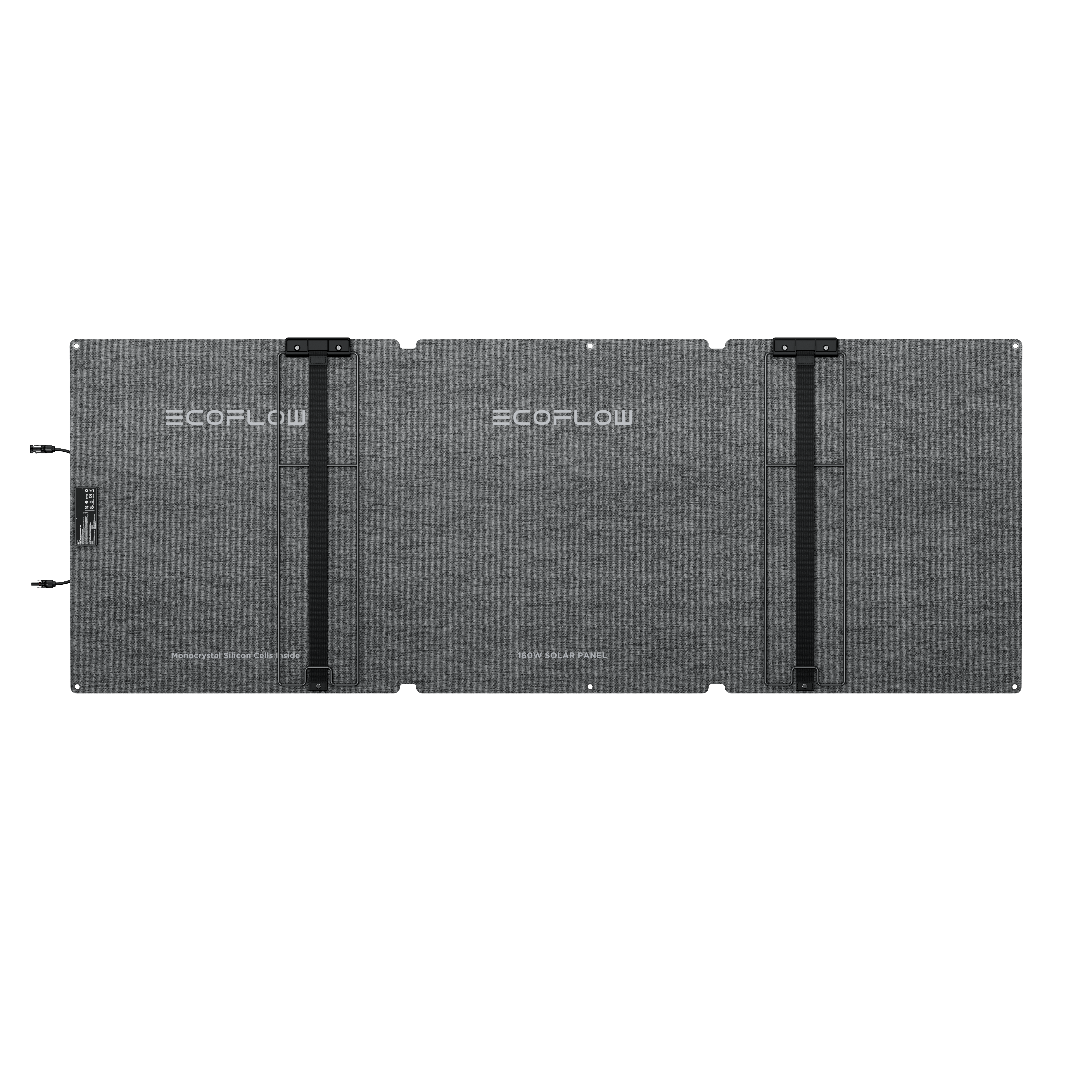 EcoFlow 160W solar panel powering devices at outdoor campsite