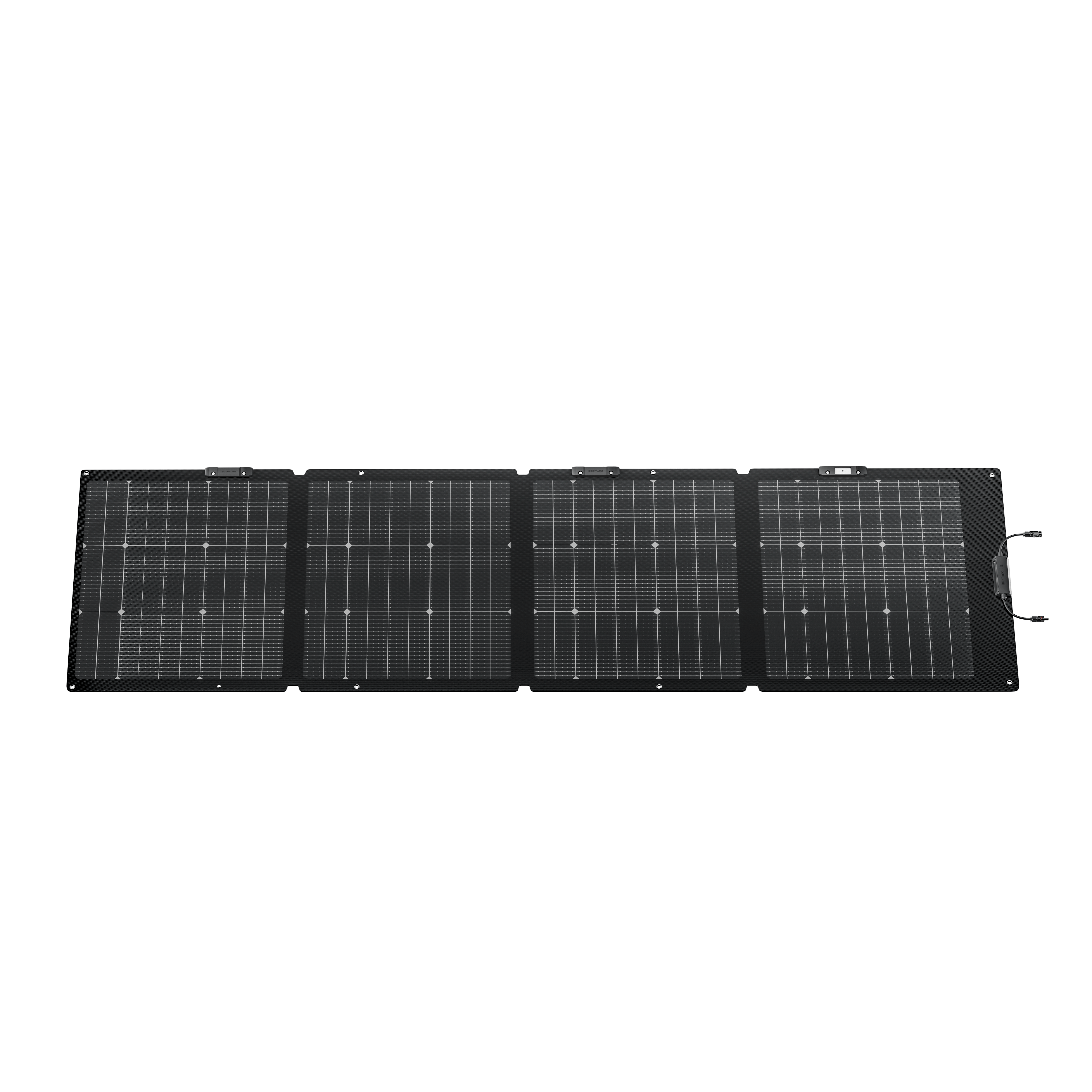 EcoFlow 220W panel connection ports and cable attachment close up