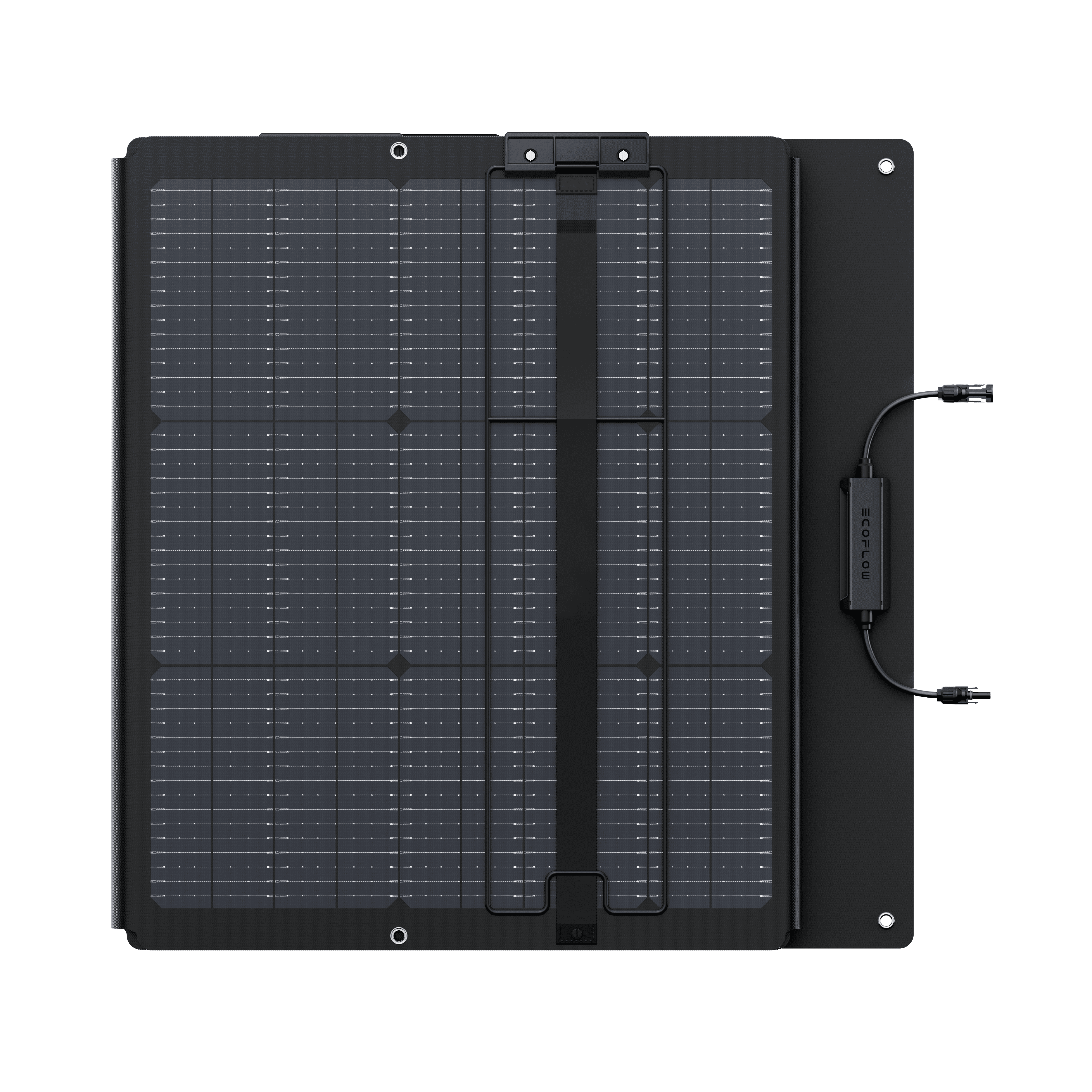 EcoFlow bifacial solar panel charging power station at outdoor campsite
