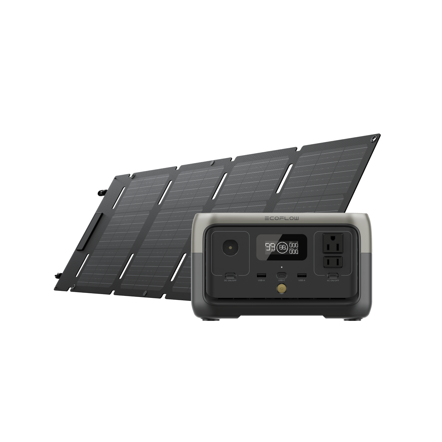 EcoFlow 45W panel size comparison with laptop computer