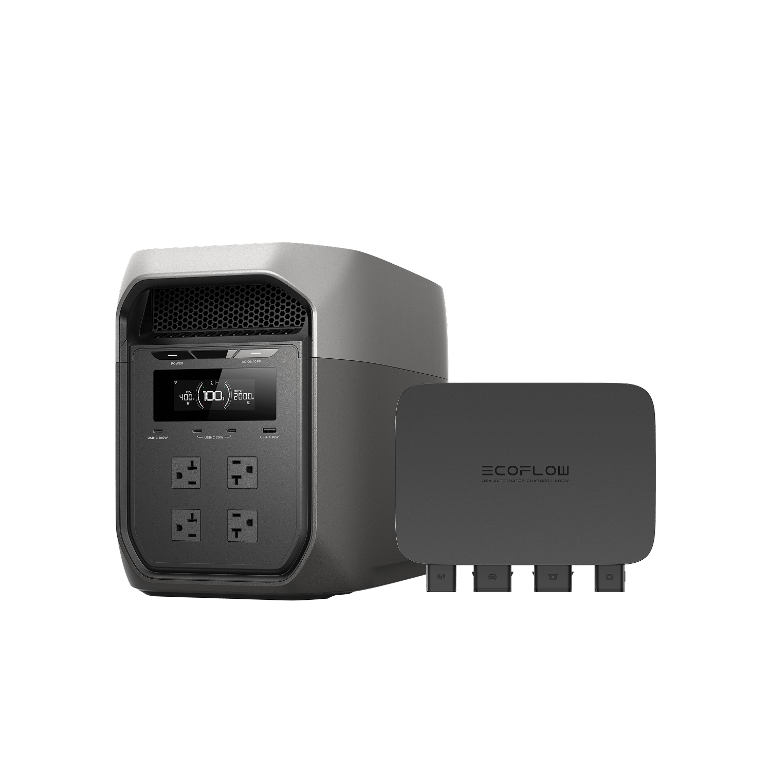 EcoFlow 500W charger LED status indicators and monitoring display