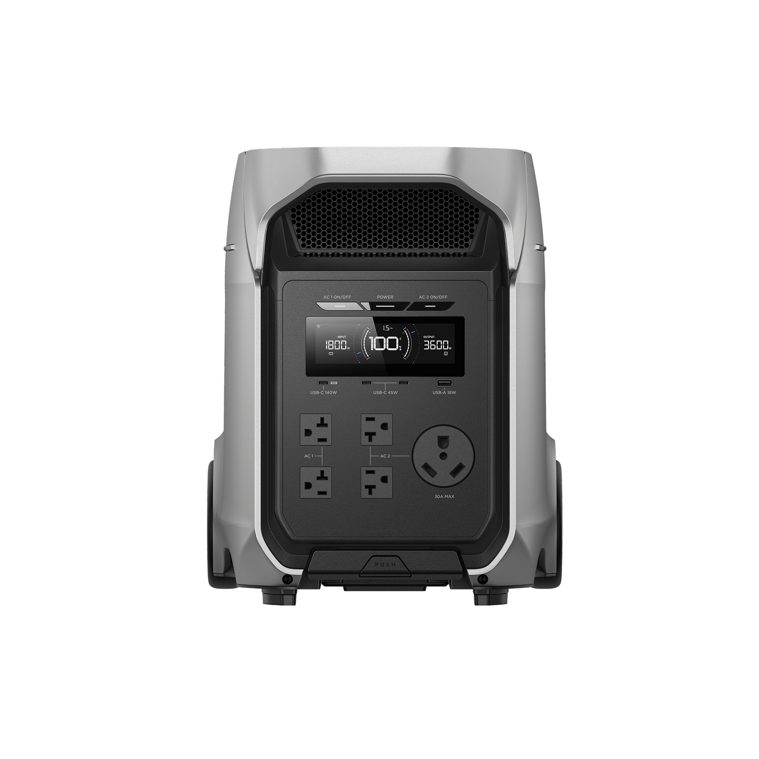 EcoFlow DELTA 3 portable power station charging laptop indoors