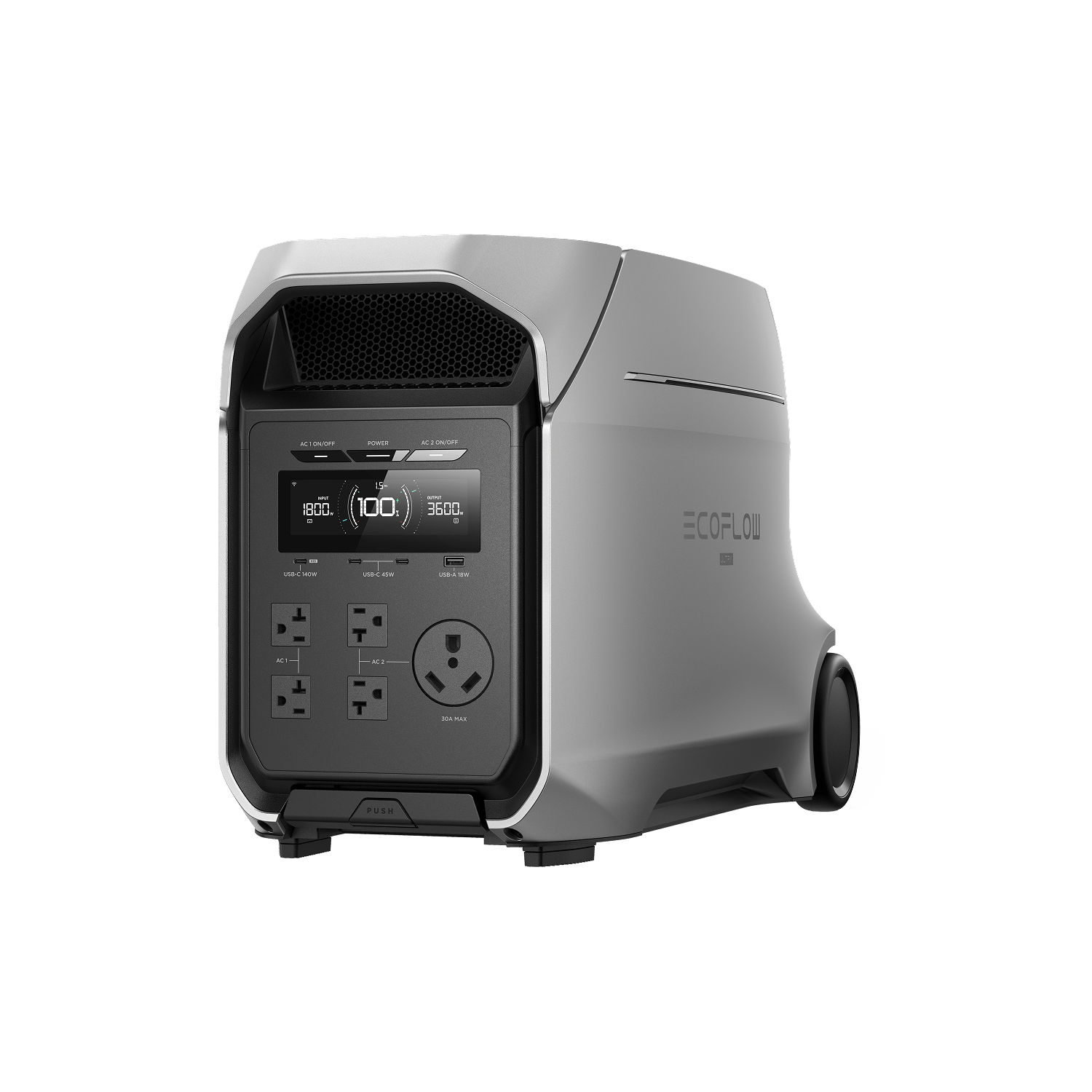 DELTA 3 Ultra power station side angle showing handle and display screen