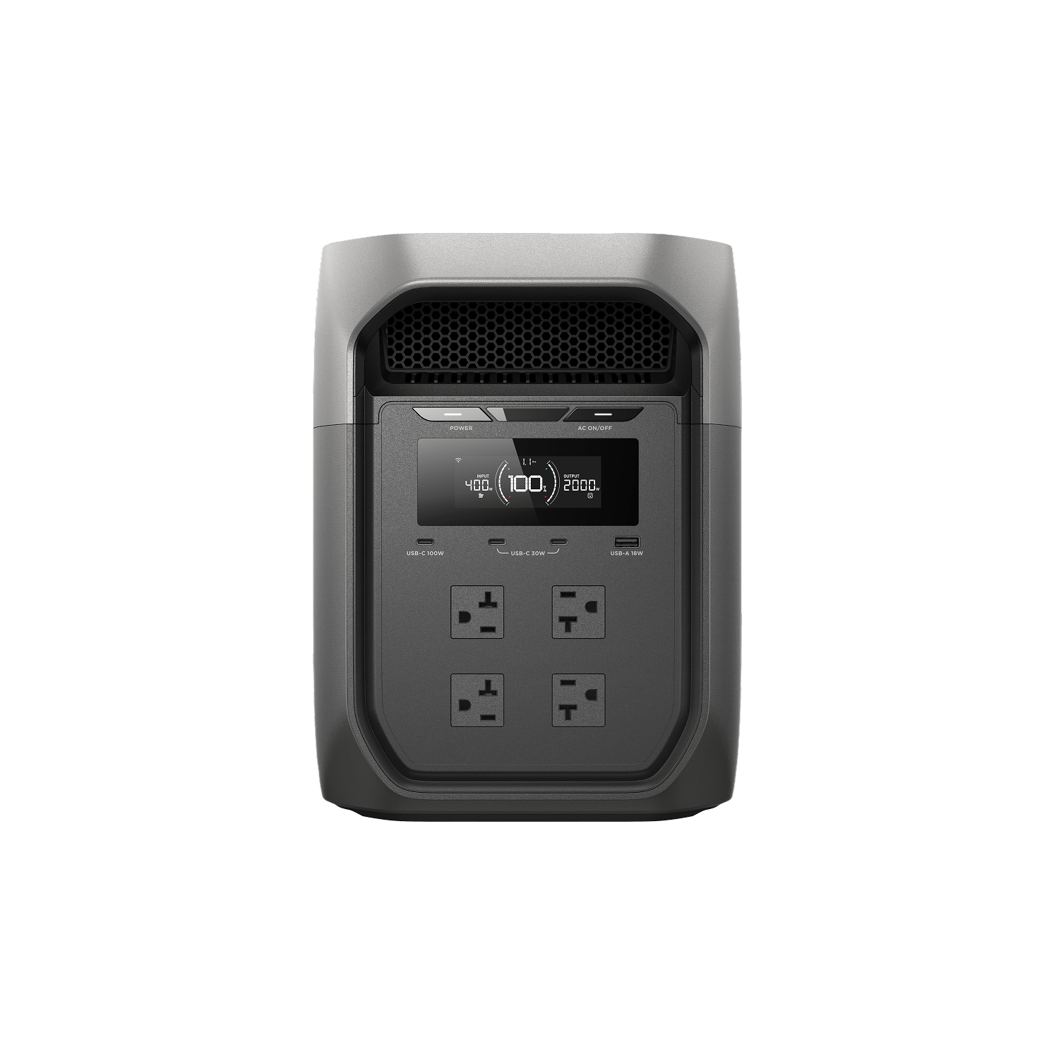EcoFlow DELTA 3 Max portable power station in Black, straight-on front view