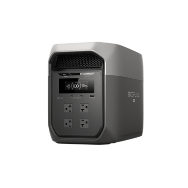 EcoFlow DELTA 3 Max portable power station in Black, front angled view showing display and outlets